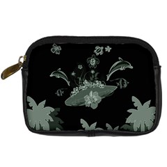 Surfboard With Dolphin, Flowers, Palm And Turtle Digital Camera Cases by FantasyWorld7