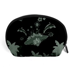 Surfboard With Dolphin, Flowers, Palm And Turtle Accessory Pouches (large)  by FantasyWorld7