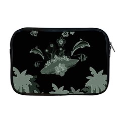 Surfboard With Dolphin, Flowers, Palm And Turtle Apple Macbook Pro 17  Zipper Case by FantasyWorld7