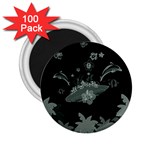 Surfboard With Dolphin, Flowers, Palm And Turtle 2.25  Magnets (100 pack)  Front