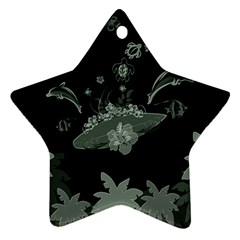 Surfboard With Dolphin, Flowers, Palm And Turtle Star Ornament (two Sides) by FantasyWorld7