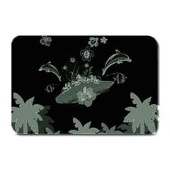 Surfboard With Dolphin, Flowers, Palm And Turtle Plate Mats by FantasyWorld7