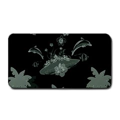 Surfboard With Dolphin, Flowers, Palm And Turtle Medium Bar Mats by FantasyWorld7