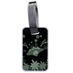 Surfboard With Dolphin, Flowers, Palm And Turtle Luggage Tags (two Sides) by FantasyWorld7