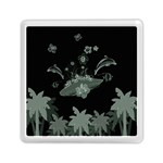 Surfboard With Dolphin, Flowers, Palm And Turtle Memory Card Reader (Square)  Front