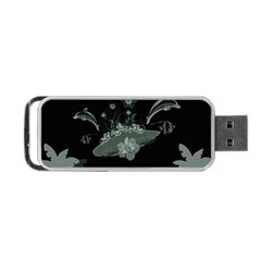 Surfboard With Dolphin, Flowers, Palm And Turtle Portable Usb Flash (one Side) by FantasyWorld7