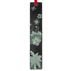 Surfboard With Dolphin, Flowers, Palm And Turtle Large Book Marks by FantasyWorld7