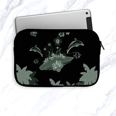 Surfboard With Dolphin, Flowers, Palm And Turtle Apple Ipad Mini Zipper Cases by FantasyWorld7