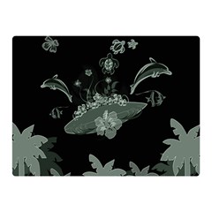 Surfboard With Dolphin, Flowers, Palm And Turtle Double Sided Flano Blanket (mini)  by FantasyWorld7