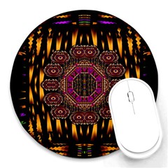 A Flaming Star Is Born On The  Metal Sky Round Mousepads by pepitasart