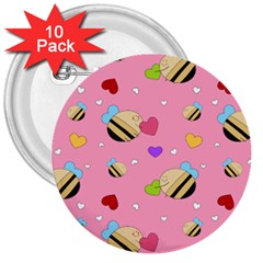 Bee Mine Valentine 3  Buttons (10 Pack)  by Bigfootshirtshop