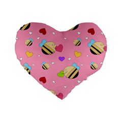 Bee Mine Valentine Standard 16  Premium Heart Shape Cushions by Bigfootshirtshop