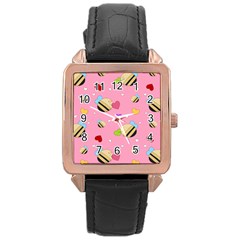 Bee Mine Valentine Rose Gold Leather Watch  by Bigfootshirtshop