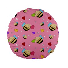 Bee Mine Valentine Standard 15  Premium Flano Round Cushions by Bigfootshirtshop