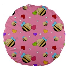 Bee Mine Valentine Large 18  Premium Flano Round Cushions by Bigfootshirtshop