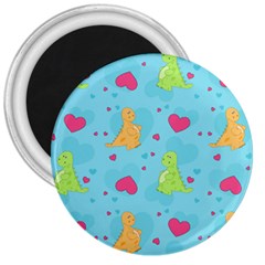 Dinosaur Love Pattern 3  Magnets by Bigfootshirtshop