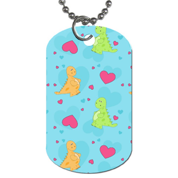 Dinosaur Love Pattern Dog Tag (Two Sides)