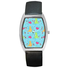 Dinosaur Love Pattern Barrel Style Metal Watch by Bigfootshirtshop