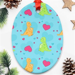 Dinosaur Love Pattern Oval Ornament (two Sides) by Bigfootshirtshop