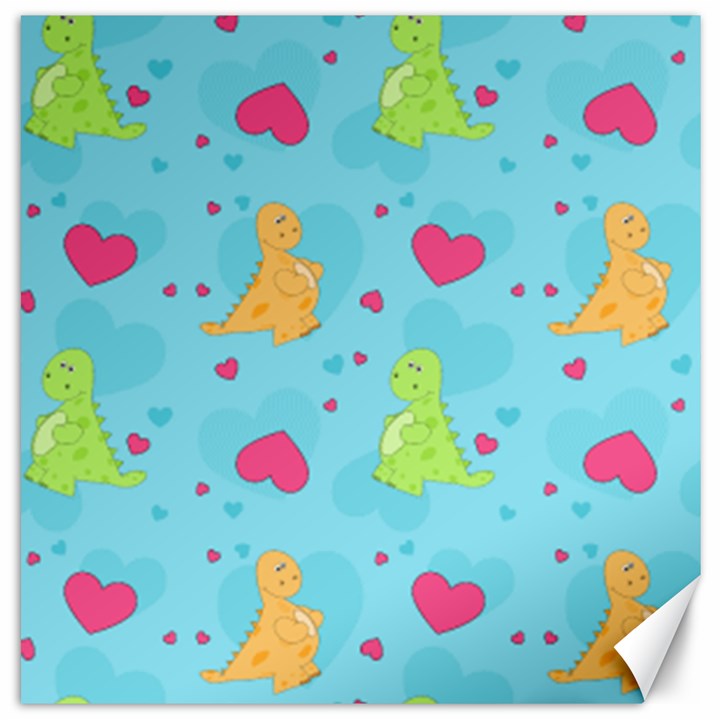 Dinosaur Love Pattern Canvas 12  x 12  