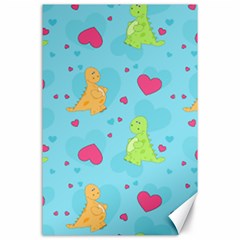 Dinosaur Love Pattern Canvas 24  X 36  by Bigfootshirtshop