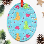 Dinosaur Love Pattern Oval Filigree Ornament (Two Sides) Front