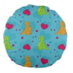 Dinosaur Love Pattern Large 18  Premium Round Cushions by Bigfootshirtshop