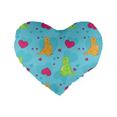 Dinosaur Love Pattern Standard 16  Premium Heart Shape Cushions