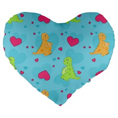 Dinosaur Love Pattern Large 19  Premium Heart Shape Cushions