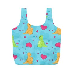 Dinosaur Love Pattern Full Print Recycle Bags (m)  by Bigfootshirtshop