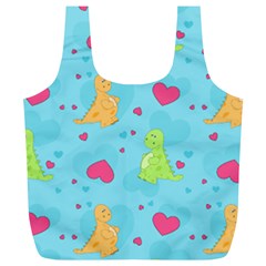 Dinosaur Love Pattern Full Print Recycle Bags (l)  by Bigfootshirtshop