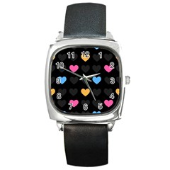 Emo Heart Pattern Square Metal Watch by Bigfootshirtshop