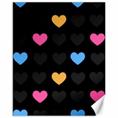 Emo Heart Pattern Canvas 11  X 14   by Bigfootshirtshop