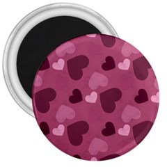 Mauve Valentine Heart Pattern 3  Magnets