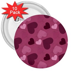 Mauve Valentine Heart Pattern 3  Buttons (10 pack) 