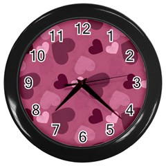 Mauve Valentine Heart Pattern Wall Clocks (Black)