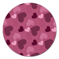 Mauve Valentine Heart Pattern Magnet 5  (Round)