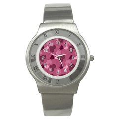 Mauve Valentine Heart Pattern Stainless Steel Watch