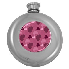 Mauve Valentine Heart Pattern Round Hip Flask (5 oz)