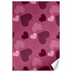 Mauve Valentine Heart Pattern Canvas 12  X 18  