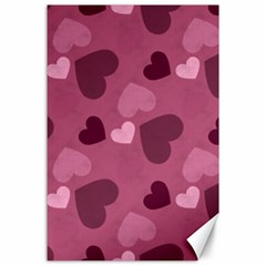 Mauve Valentine Heart Pattern Canvas 24  x 36 