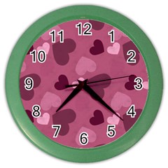 Mauve Valentine Heart Pattern Color Wall Clocks