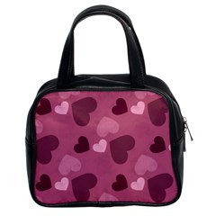 Mauve Valentine Heart Pattern Classic Handbags (2 Sides)