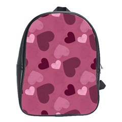 Mauve Valentine Heart Pattern School Bag (Large)