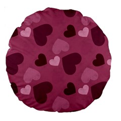 Mauve Valentine Heart Pattern Large 18  Premium Round Cushions