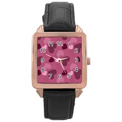 Mauve Valentine Heart Pattern Rose Gold Leather Watch 