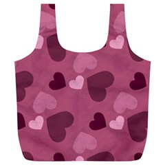 Mauve Valentine Heart Pattern Full Print Recycle Bags (L) 