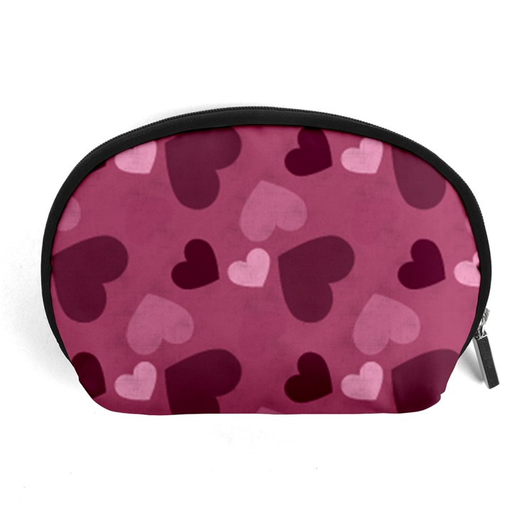 Mauve Valentine Heart Pattern Accessory Pouches (Large) 