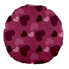 Mauve Valentine Heart Pattern Large 18  Premium Flano Round Cushions