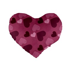 Mauve Valentine Heart Pattern Standard 16  Premium Flano Heart Shape Cushions